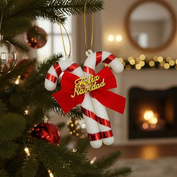 Adorno Colgante Baston De Caramelo Para Arbol De Navidad Rojo Bastón De Caramelo