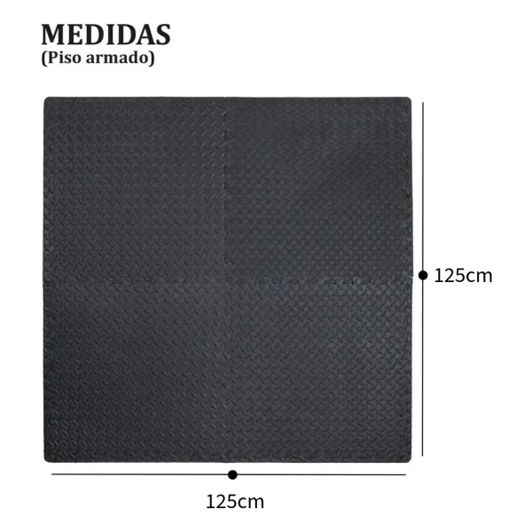 Piso Goma Eva Gym Pack X4 Encastrable 10mm Con Bordes