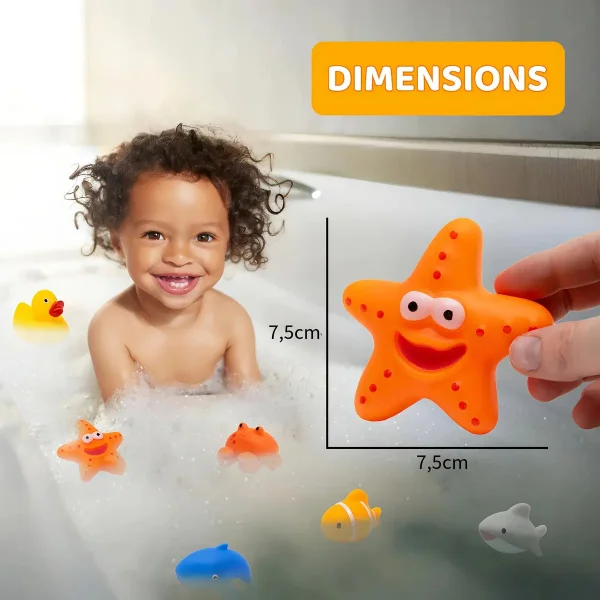 Juguetes Baño Para Bebe 6 Unidades Goma Plastico