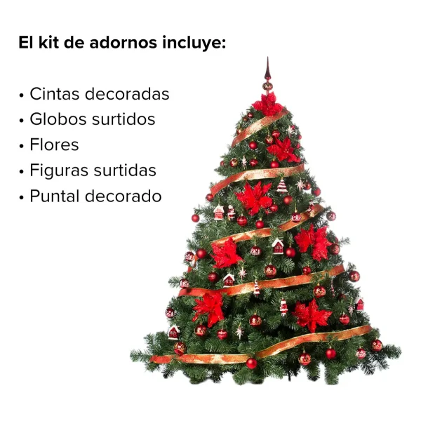 Arbol de Navidad Extra Lujo Patagonia 1.80mts Con Adornos X72
