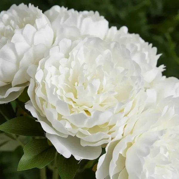 Ramo De Peonias Flores Artificiales 40cm Decoracion Calidad Blanco