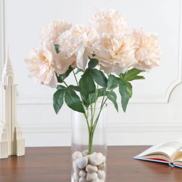 Ramo De Peonias Flores Artificiales 40cm Decoracion Calidad Bordó