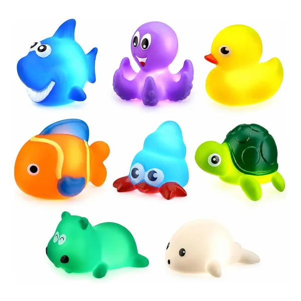 Juguete Bañera Bebé Animales Luz Led Juego Ducha Baño Niños Lobo Marino