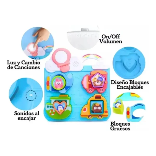 Tablero Interactivo Encastre Bebé Montessori Luz Sonido Rosa