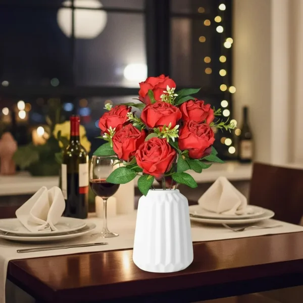 Ramo Rosas Artificiales Grande Flores Rojas Artificial 40cm Rojo