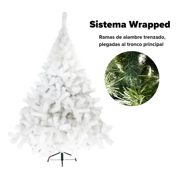 Arbol Navidad Montañes Deluxe Blanco 1.80mt Adornos Deco Azul