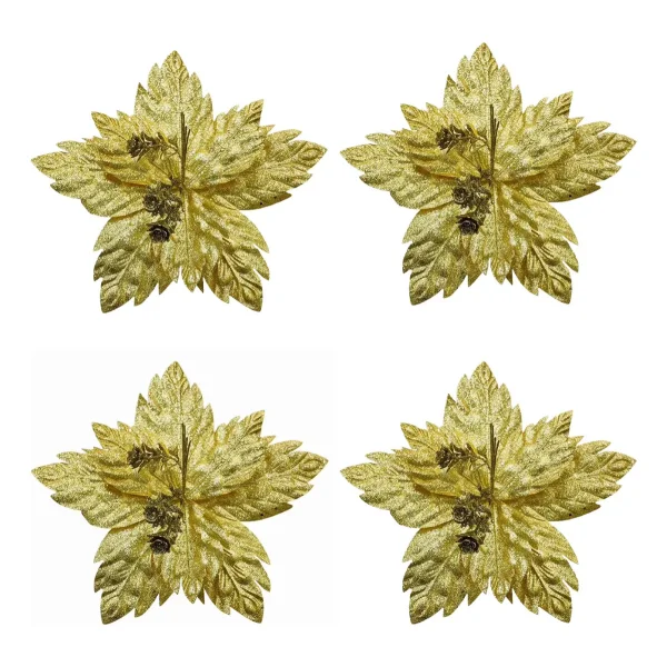 Flor 25cm Plata Arbol De Navidad Adornos Decoración X4u Plateado
