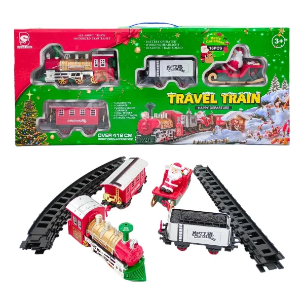 Tren Navideño Rojo 16 Piezas Con Luz Y Sonido