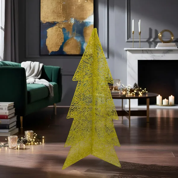 Arbol De Navidad Alambre Pino Para Decoración Navideño 90cm Dorado Pino De Alambre