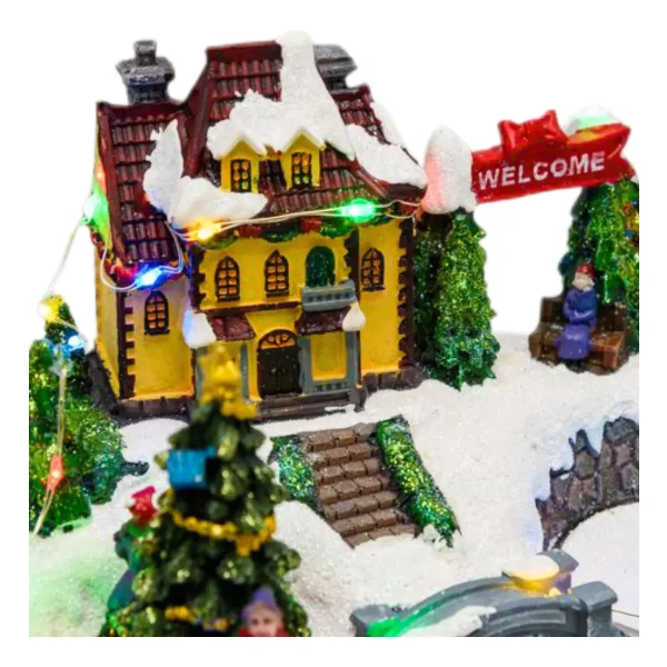 Adorno Navidad Escena Dickens Con Luz Sonido Y Movimiento Blanco