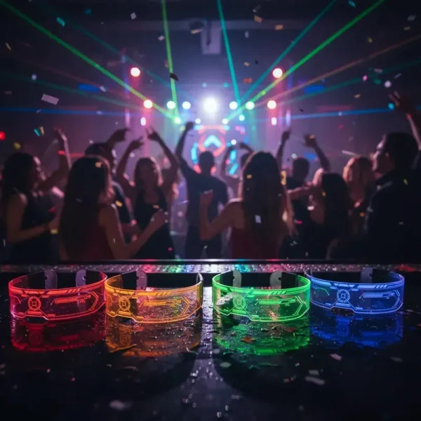 Pack X10 Lentes Anteojos Luminosos Robot Led A Pilas Eventos Transparente