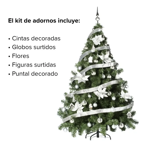 Arbol de Navidad Montañes Deluxe 2,10mts Con Adornos Kit X72
