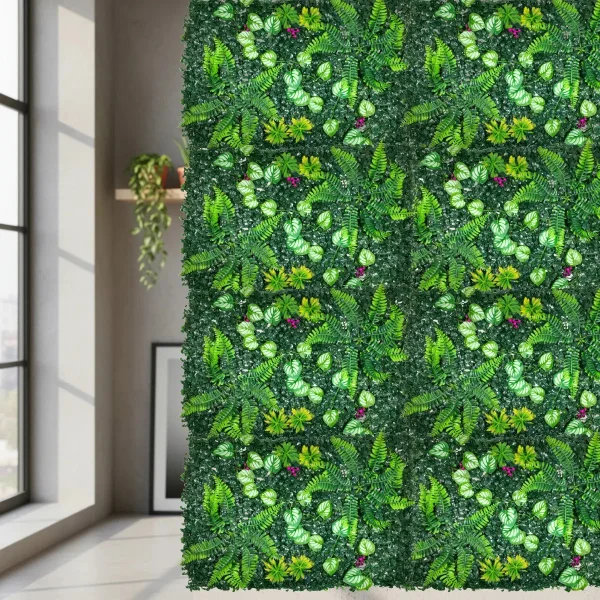 Jardín Vertical Cesped Artificial Flores Muro Verde 40x60cm Verde