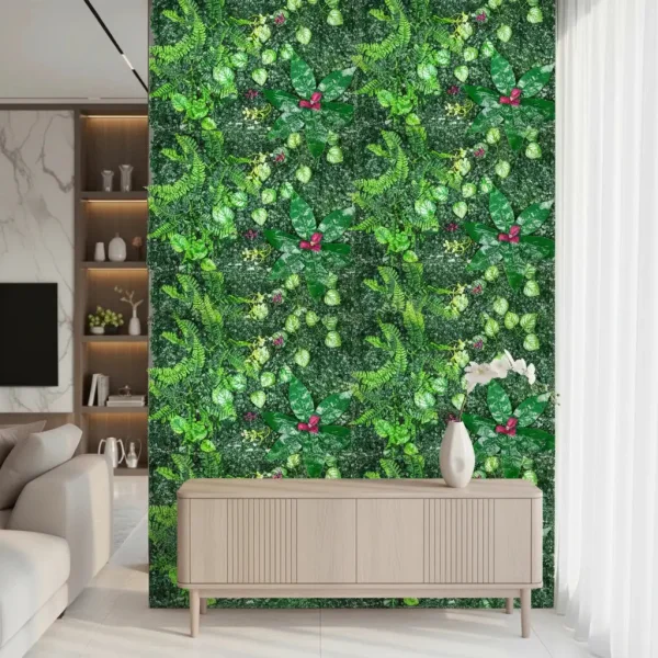 Jardín Vertical Cesped Artificial Flores Muro Verde 40x60 Verde