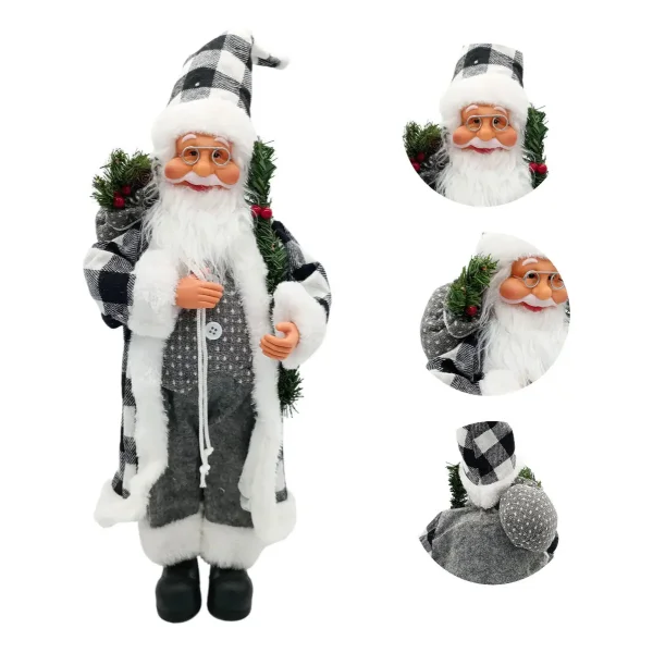 Papa Noel Muñeco De Navidad Adorno Decoracion Color Gris