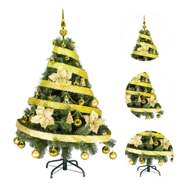  Arbol De Navidad Tronador Lujo 1,20mts Con Adornos Kit X30