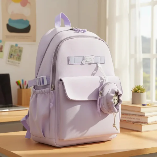 Mochila Escolar Urbana Porta Notebook Con Monedero Y Peluche