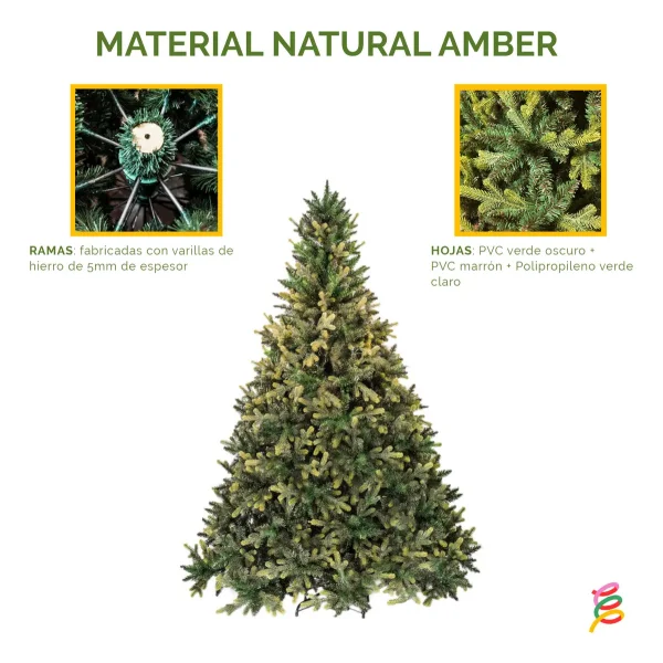 Arbol De Navidad Pino Natural Amber 2.10mts Base Metal Amber