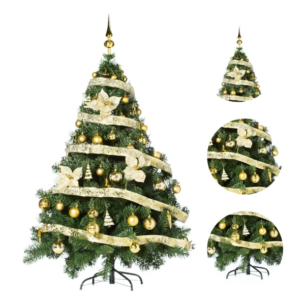 Arbol Navidad Montañes Deluxe 1.30mts Decoración Oro