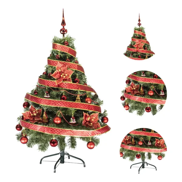 Arbol De Navidad Tronador Lujo 1,20mts Con Adornos Kit X30