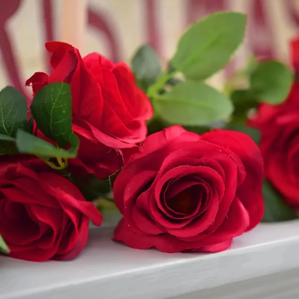 Flores Artificiales Enredadera Rosa Pack X3 Guía Guirnalda Rojo