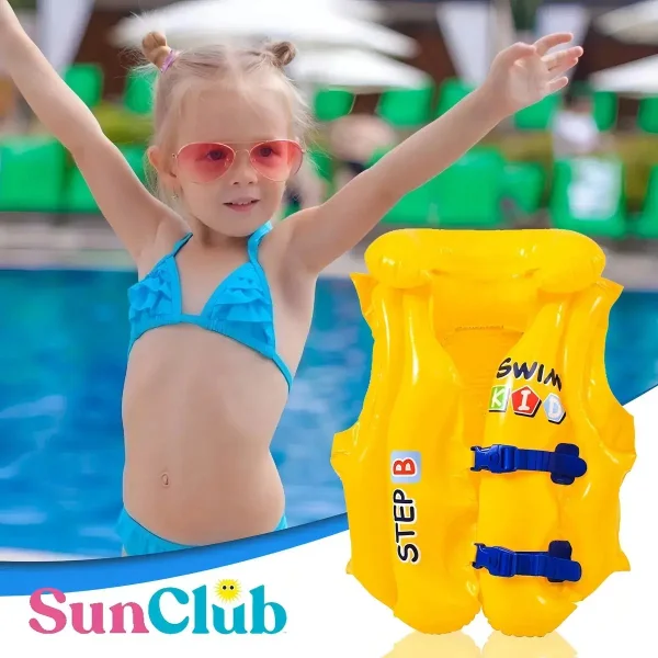 Chaleco Salvavidas Para Niños Flotador Inflable Ajustable Amarillo 6-10