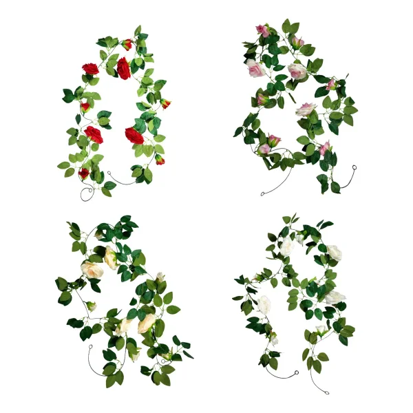 Flores Artificiales Enredadera Guía De Rosa Guirnalda 2mts