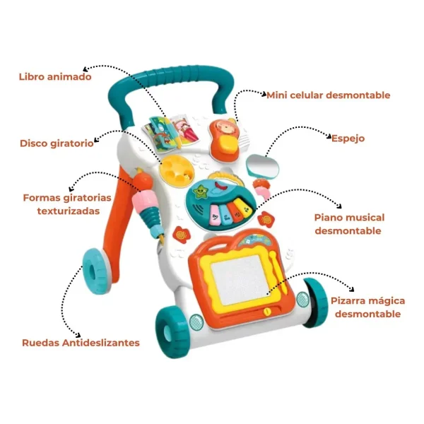 Andador Musical 3 En 1 Bebe Con Luz Y Sonido