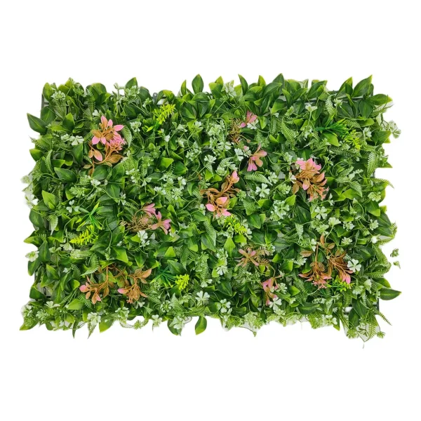 Jardin Vertical Artificial Muro Verde Frondoso Panel Plantas Verde/rosa