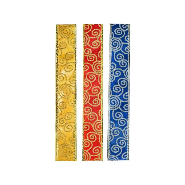 Cintas Navideñas Pack X3 Adornos Glitter 5cm 2,70mts Navidad