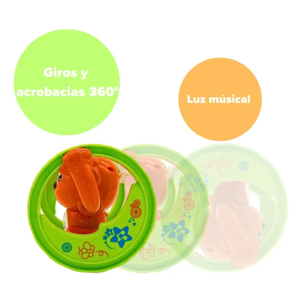Monito Arrastre Musical Con Luz Movimiento Pilas Incluidas