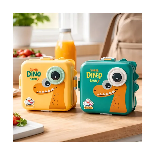 Lunchera Infantil Dinosaurio Escolar Jardin Vianda Infantil Amarillo Dinosaurio
