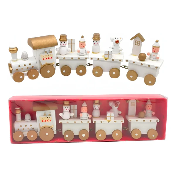 Tren De Madera Decoracion Navideña Adornos Navidad Blanco Tren De Madera