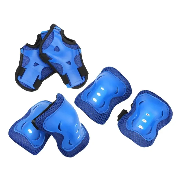 Kit De Protección Sports Para Niños Con Rodilleras, Coderas Y Muñequeras, Azul - 6 Piezas Para Ciclismo Y Patinaje