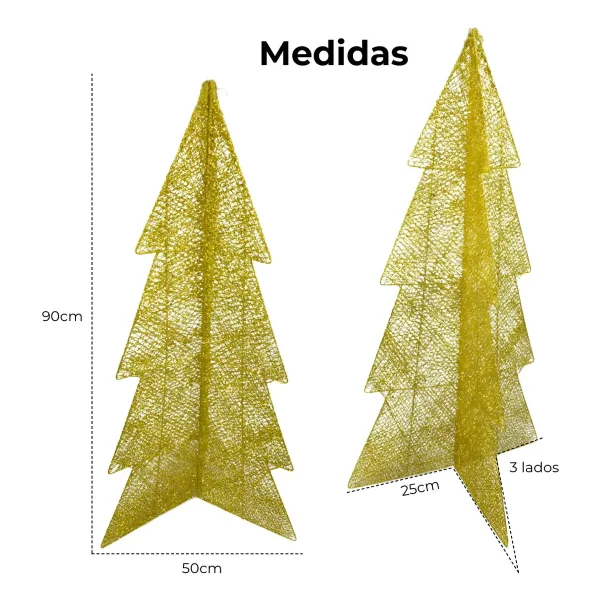 Arbol De Navidad Alambre Pino Para Decoración Navideño 90cm Dorado Pino De Alambre