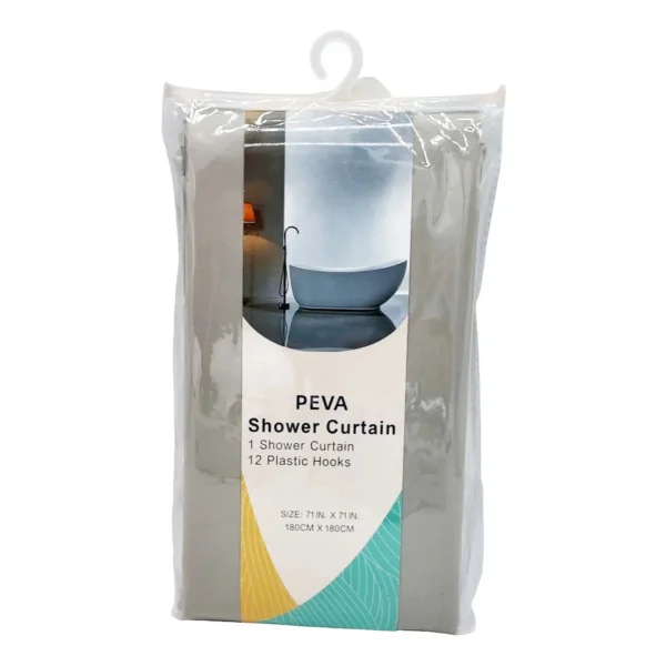 Cortina De Baño Ducha Peva 1,80cm Ganchos Plástico