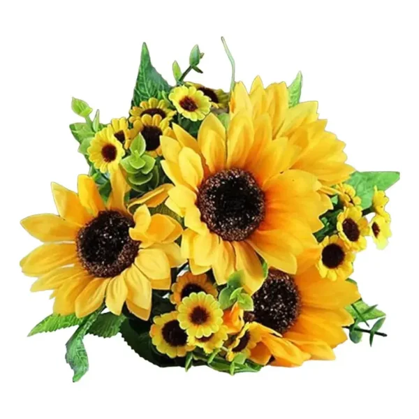 Ramo Girasol Flores Artificiales 30cm Decoracion Pack X10 Amarillo