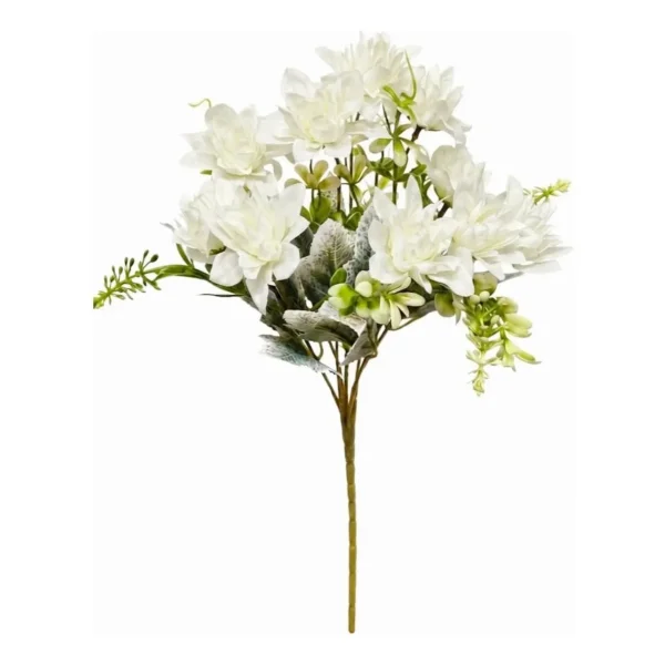Ramo De Flores Artificiales Dalia 30cm Decoración Hogar Blanco