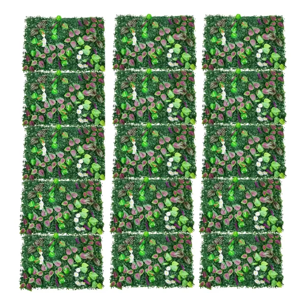 Jardín Vertical Artificial Flores Interior Exterior 40x60cm Verde