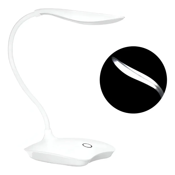 Lampara De Mesa Usb Velador Escritorio Luz Led Blanca Blanco