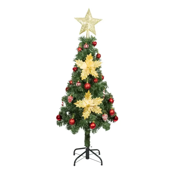 Arbol De Navidad Decorado Slim Verde 1,20mt + Kit Decoracion