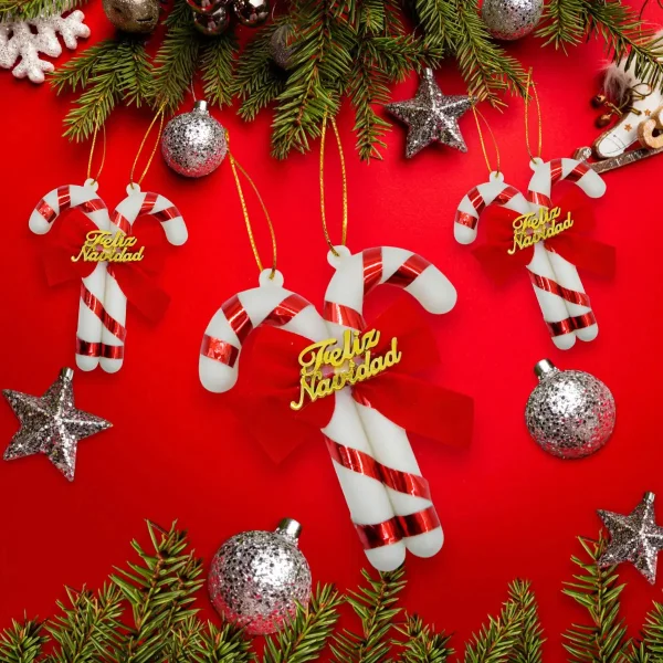 Adorno Colgante Baston De Caramelo Para Arbol De Navidad Rojo Bastón De Caramelo