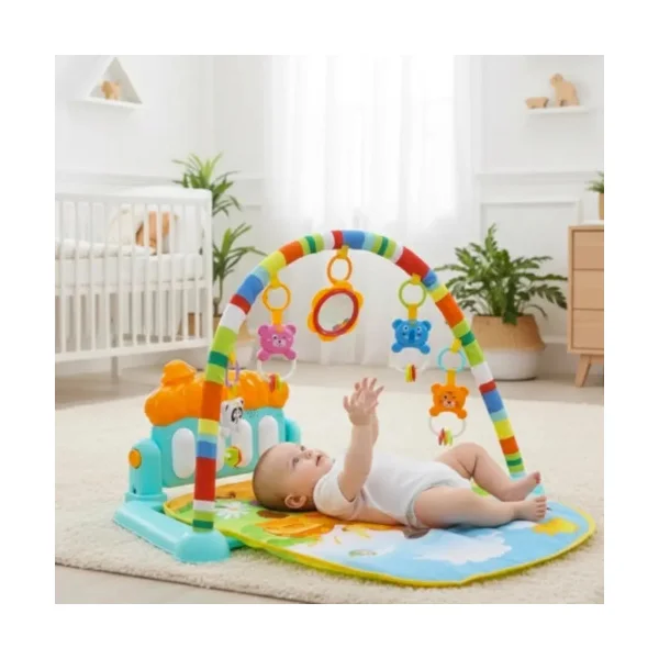 Gimnasio Musical Bebe Piano Didactico Verde Animales 3 En 1