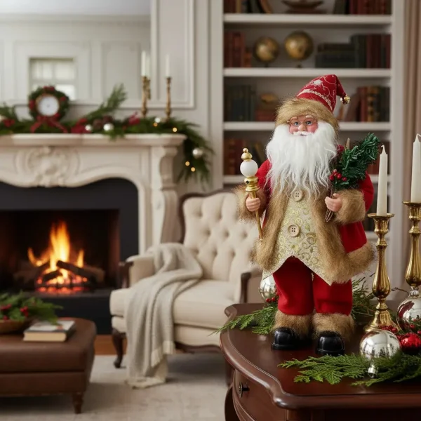 Papa Noel 35cm Muñeco Navideño Decoracion Con Luz Y Sonido Color Rojo