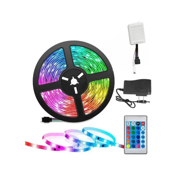 Tira Led 220v 5 Metros Luces Rgb Con Control Remoto Y Fuente