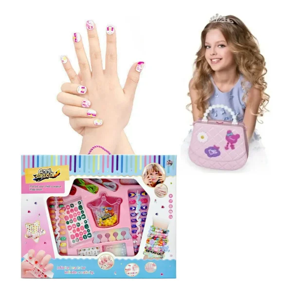 Set De Belleza Manicura Juguete 2 En 1 Uñas Bijou Pulseras
