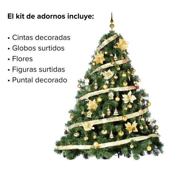Arbol de Navidad Extra Lujo Patagonia 1.80mts Con Adornos X72