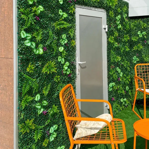 Jardín Vertical Cesped Artificial Flores Muro Verde 40x60cm Verde