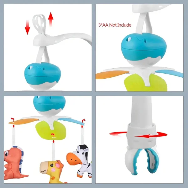 Movil Musical Cunero Animales Cuna Cochecito Bebe Multicolor