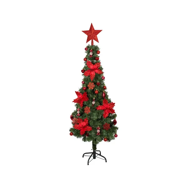 Arbol Navidad Tronador Slim Verde 1,50mt + Kit Decoracion